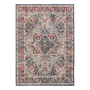 Safavieh Merlot 300 5'-0&quot x 7'-0&quot Cotton Power Loomed Rug in Navy / Aqua