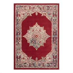 Safavieh Merlot 300 4'-0&quot x 6'-0&quot Cotton Power Loomed Rug in Red / Aqua