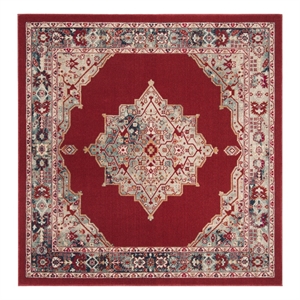 Safavieh Merlot 300 6'-0&quot x 6'-0&quot Cotton Power Loomed Rug in Red / Aqua