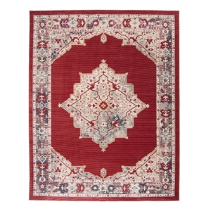 Safavieh Merlot 300 8'-0&quot x 10'-0&quot Cotton Power Loomed Rug in Red / Aqua