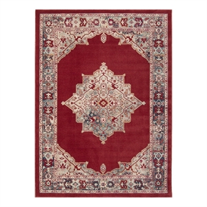 Safavieh Merlot 300 9'-0&quot x 13'-0&quot Cotton Power Loomed Rug in Red / Aqua