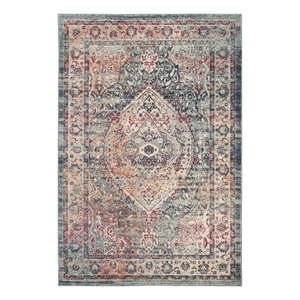 Safavieh Merlot 300 4'-0&quot x 6'-0&quot Cotton Power Loomed Rug in Navy / Aqua
