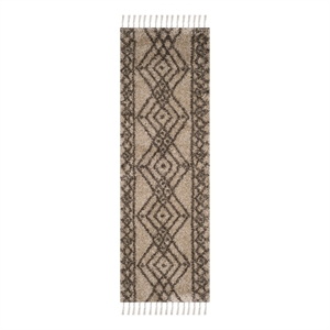 Safavieh Moroccan Fringe Shag 200 2'-3&quot x 7'-0&quot Power Loomed Rug in Brown/Gray