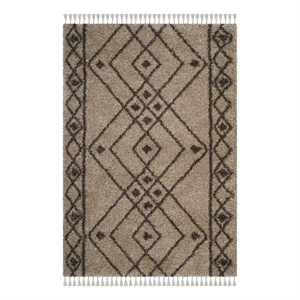 Safavieh Moroccan Fringe Shag 200 4'-0&quot x 6'-0&quot Power Loomed Rug in Brown/Gray