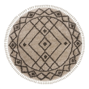 Safavieh Moroccan Fringe Shag 200 6'-7&quot x 6'-7&quot Power Loomed Rug in Brown/Gray