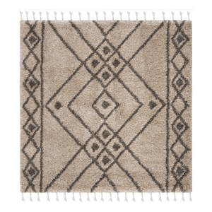 Safavieh Moroccan Fringe Shag 200 6'-7&quot x 6'-7&quot Power Loomed Rug in Brown/Gray