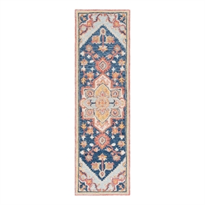 Safavieh Metro 2'-3&quot x 8'-0&quot Wool and Cotton Hand Tufted Rug in Navy / Red