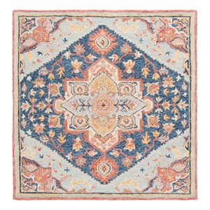 Safavieh Metro 6'-0&quot x 6'-0&quot Wool and Cotton Hand Tufted Rug in Navy / Red