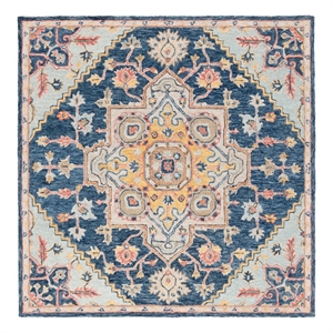 Safavieh Metro 6'-0&quot x 6'-0&quot Wool and Cotton Hand Tufted Rug in Navy / Beige