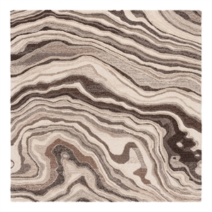 Safavieh Metro 6'-0&quot x 6'-0&quot Wool and Cotton Hand Tufted Rug in Brown / Ivory
