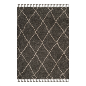 Safavieh Moroccan Fringe Shag 200 4'-0&quot x 6'-0&quot Power Loomed Rug in Gray /Cream
