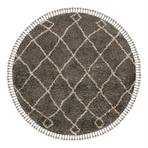 Safavieh Moroccan Fringe Shag 200 6'-7&quot x 6'-7&quot Power Loomed Rug in Gray /Cream