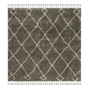 Safavieh Moroccan Fringe Shag 200 6'-7&quot x 6'-7&quot Power Loomed Rug in Gray /Cream
