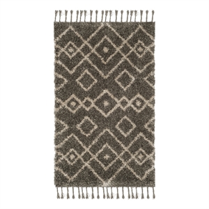 Safavieh Moroccan Fringe Shag 200 3'-0&quot x 5'-0&quot Power Loomed Rug in Gray /Cream