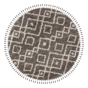 Safavieh Moroccan Fringe Shag 200 6'-7&quot x 6'-7&quot Power Loomed Rug in Gray /Cream