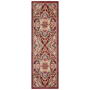 Safavieh 2'-6&quot x 14'-0&quot Polypropylene Power Loomed Rug in Red / Beige