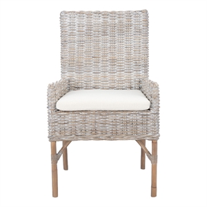 Safavieh Nancy Rattan Accent Chair w/ Cushion in White / Gray