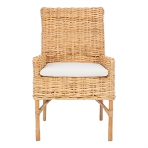 Safavieh Nancy Rattan Accent Chair w/ Cushion in White / Natural