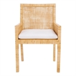 Safavieh Tojo Wood Accent Chair w/ Cushion in White / Natural