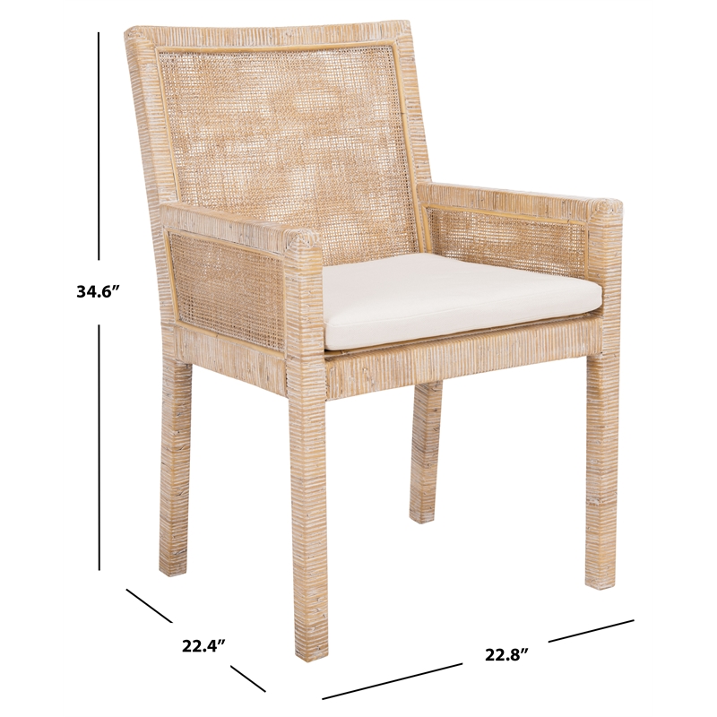 Safavieh Tojo Wood Accent Chair w/ Cushion in White / Gray