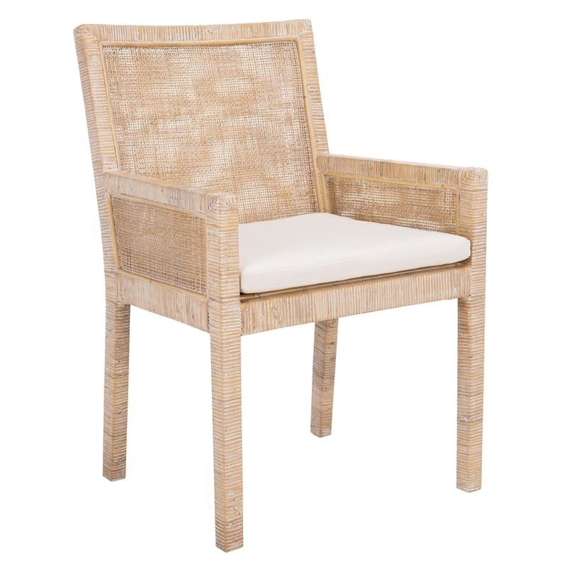 Safavieh Tojo Wood Accent Chair w/ Cushion in White / Gray