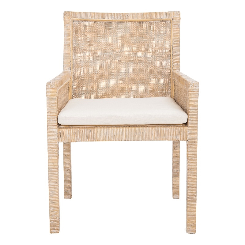 Safavieh Tojo Wood Accent Chair w/ Cushion in White / Gray
