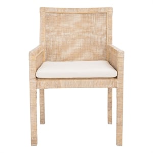 Safavieh Tojo Wood Accent Chair w/ Cushion in White / Gray
