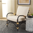 Safavieh Meara Rattan Accent Chair w/ Cushion in White / Black