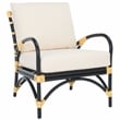 Safavieh Meara Rattan Accent Chair w/ Cushion in White / Black