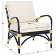 Safavieh Meara Rattan Accent Chair w/ Cushion in White / Black