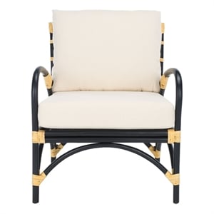 Safavieh Meara Rattan Accent Chair w/ Cushion in White / Black