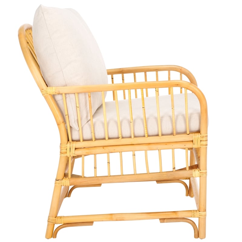 Safavieh Reiley Rattan Accent Chair w/ Cushion in White / Natural