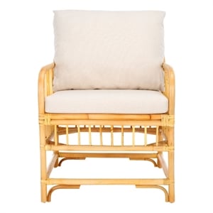 Safavieh Reiley Rattan Accent Chair w/ Cushion in White / Natural