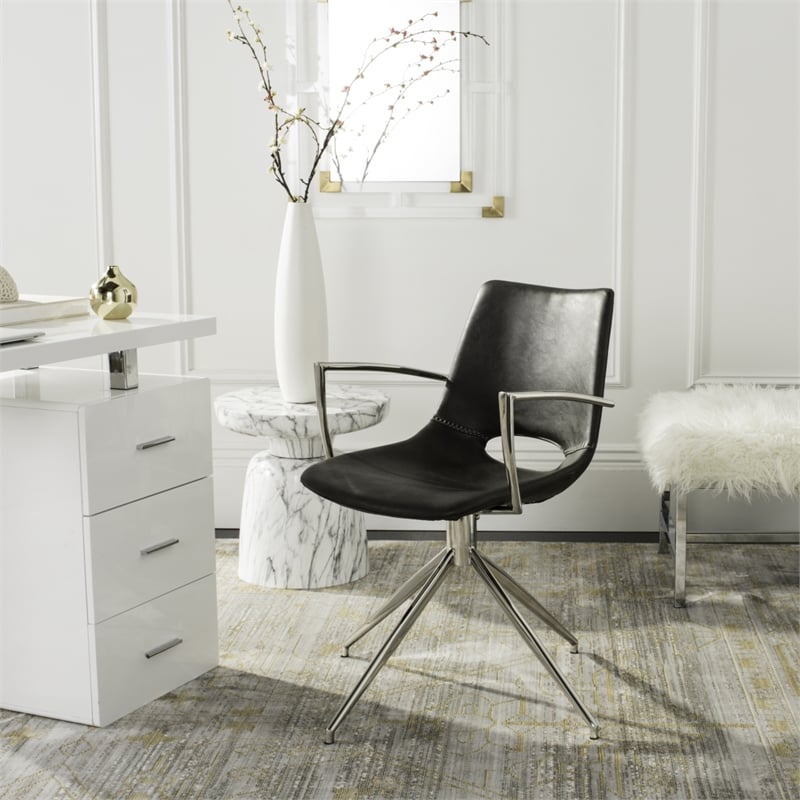 Safavieh Dawn Midcentury Modern Wood Swivel Office Chair in Gray / Silver