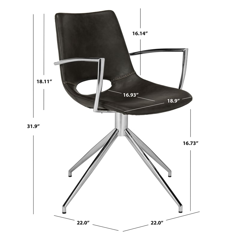Safavieh Dawn Midcentury Modern Wood Swivel Office Chair in Gray / Silver