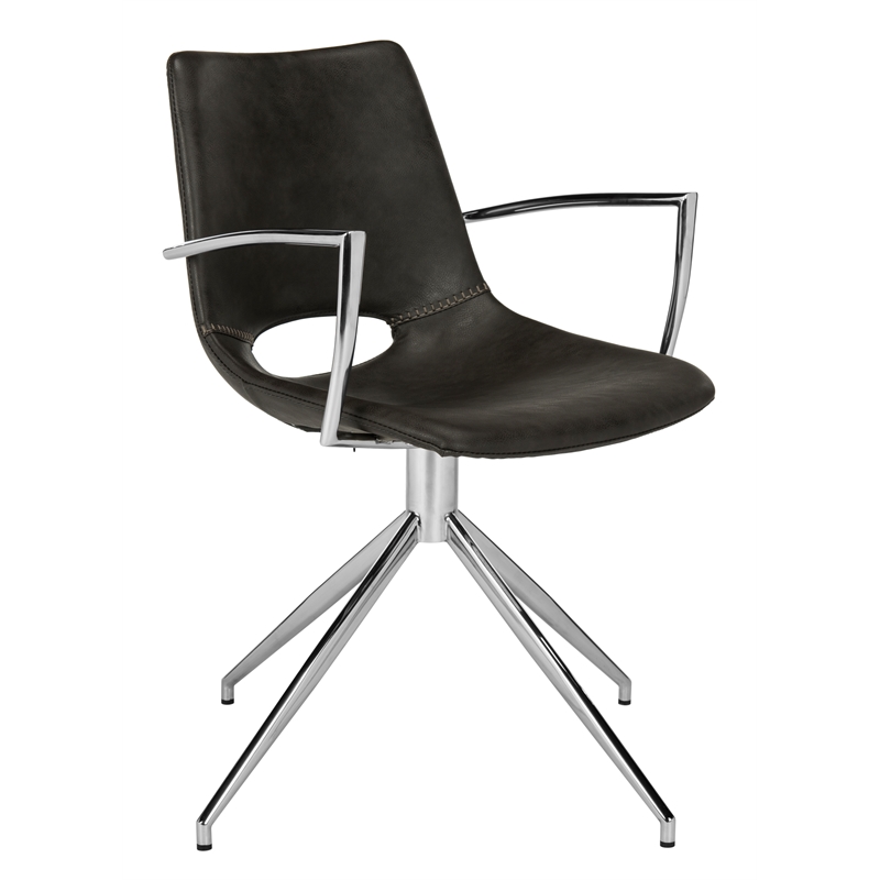 Safavieh Dawn Midcentury Modern Wood Swivel Office Chair in Gray / Silver