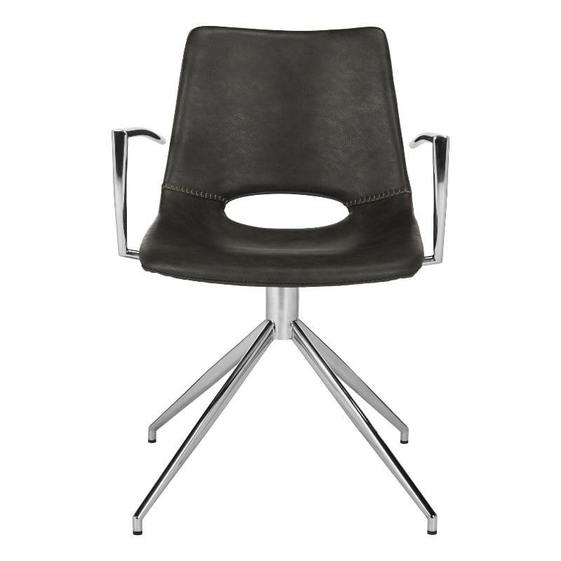 Safavieh Dawn Midcentury Modern Wood Swivel Office Chair in Gray / Silver