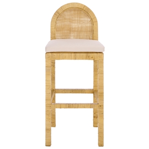 Safavieh Tojo Cane Round Back Wood Bar Stool in Natural / White