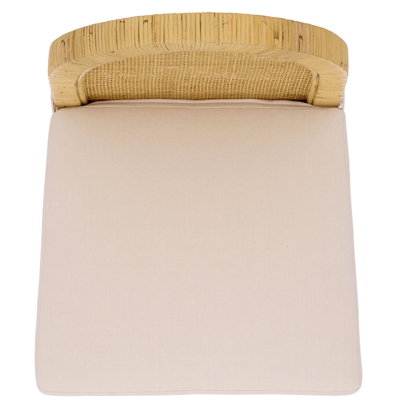 Safavieh Tojo Cane Round Back Wood Bar Stool in Natural / White