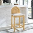 Safavieh Tojo Cane Roundback Wood Counter Stool in Natural / White