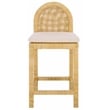 Safavieh Tojo Cane Roundback Wood Counter Stool in Natural / White
