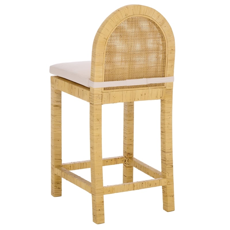 Safavieh Tojo Cane Roundback Wood Counter Stool in Natural / White