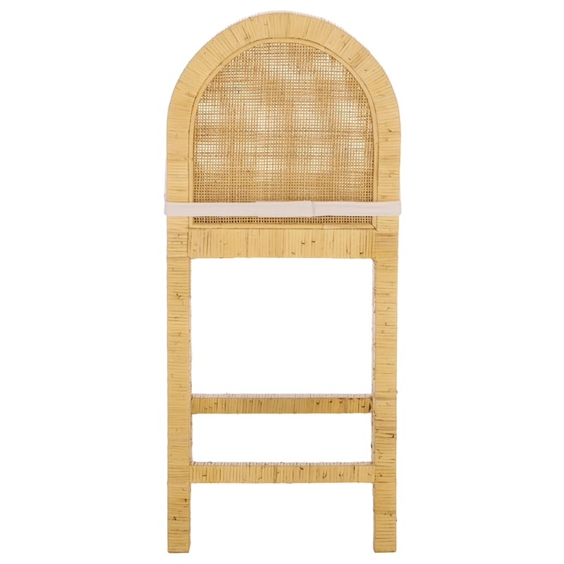 Safavieh Tojo Cane Roundback Wood Counter Stool in Natural / White