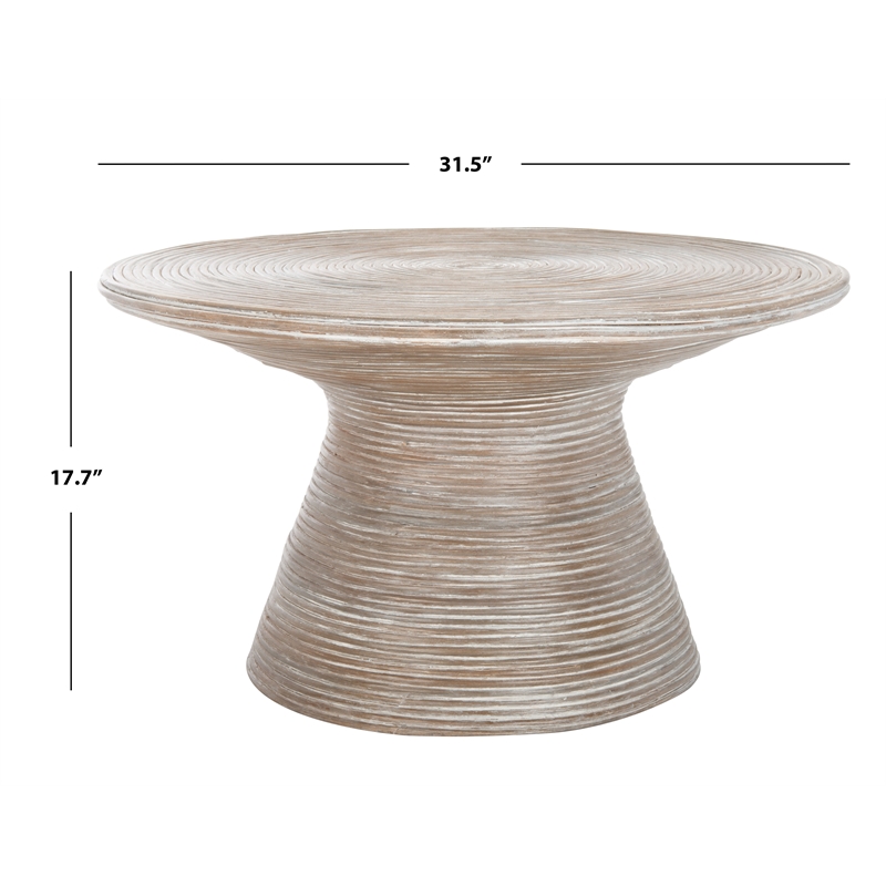 Safavieh Cristina Rattan and Metal Coffee Table in Gray / White