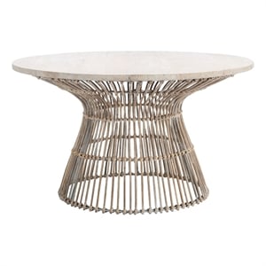 Safavieh Whent Round Wood and Metal Coffee Table  in Gray / White