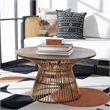 Safavieh Whent Round Wood and Metal Coffee Table in Brown