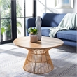 Safavieh Whent Round Wood and Metal Coffee Table  in Natural / Brown