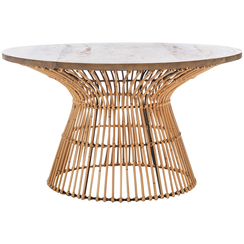 Safavieh Whent Round Wood and Metal Coffee Table  in Natural / Brown