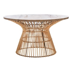 Safavieh Whent Round Wood and Metal Coffee Table  in Natural / Brown
