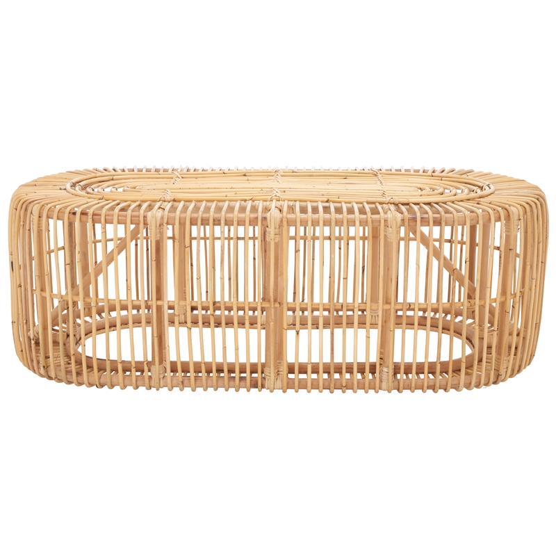 Safavieh Jabez Oval Rattan Coffee Table in Natural